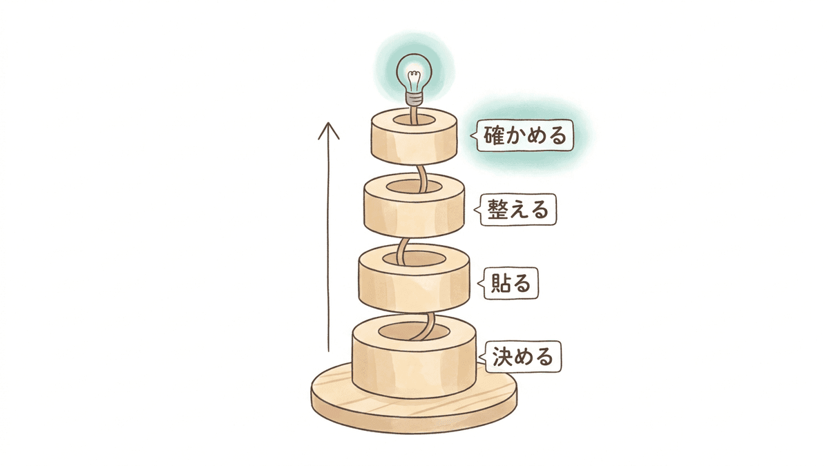 GA4設定の4つの層を示したフロー図