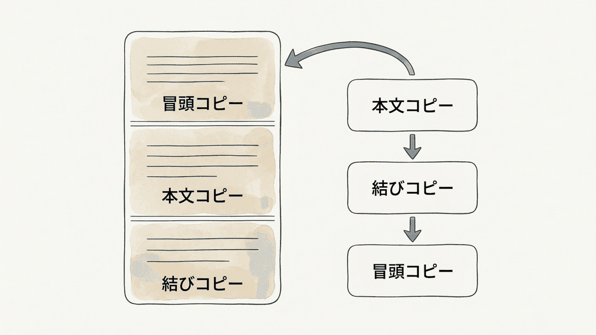 LPの原稿を作る順番と完成したページの並び順の違い