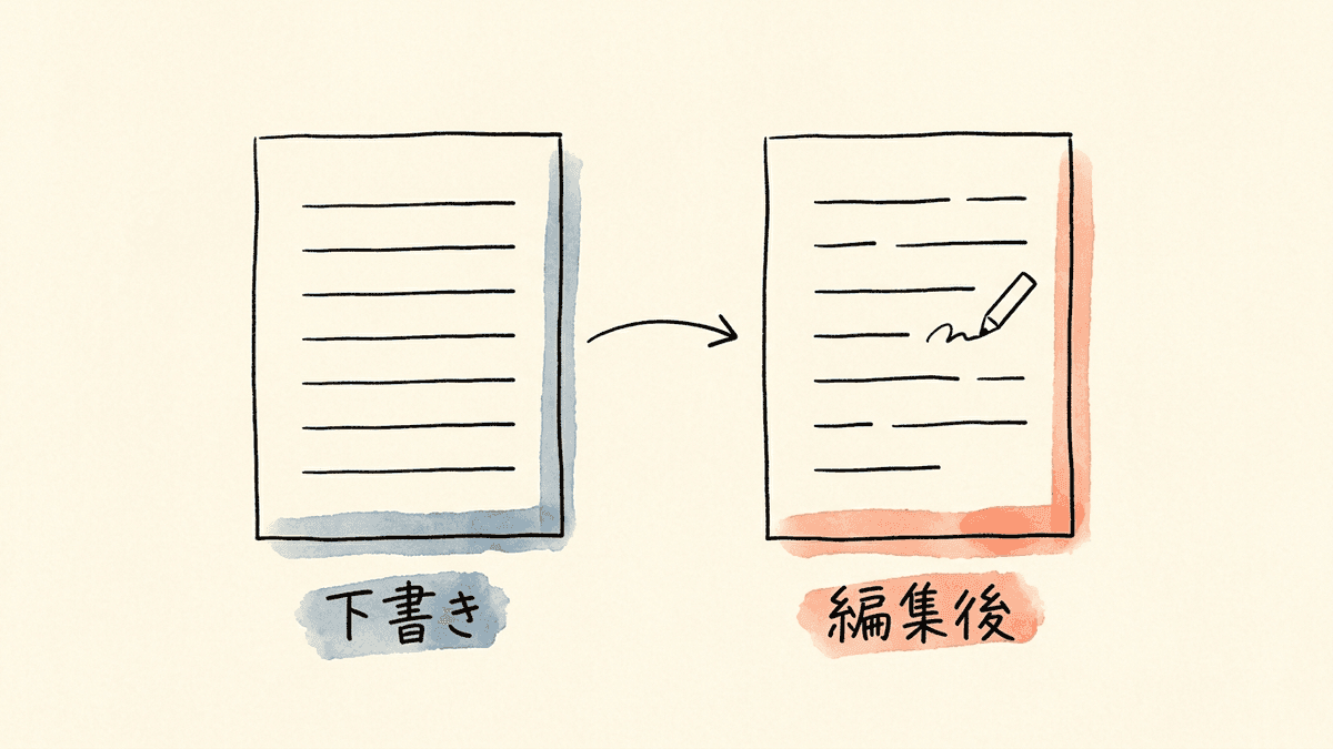 AIっぽい文章と人の手が入った文章の対比図