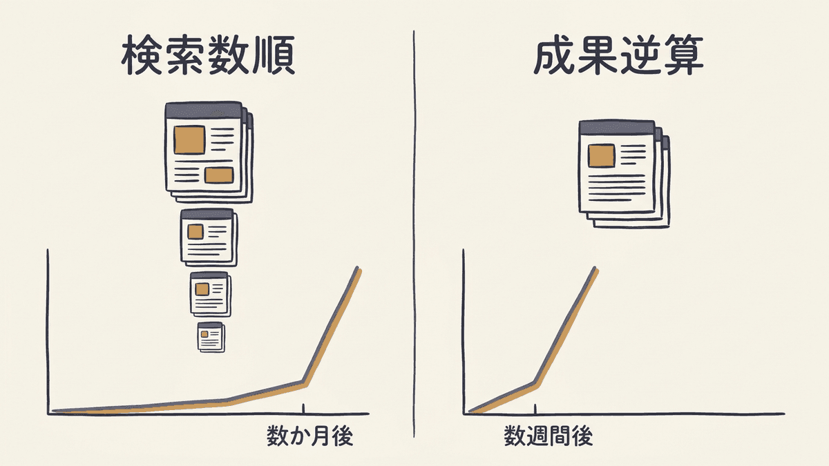 キーワードを選ぶ2つの順序の比較