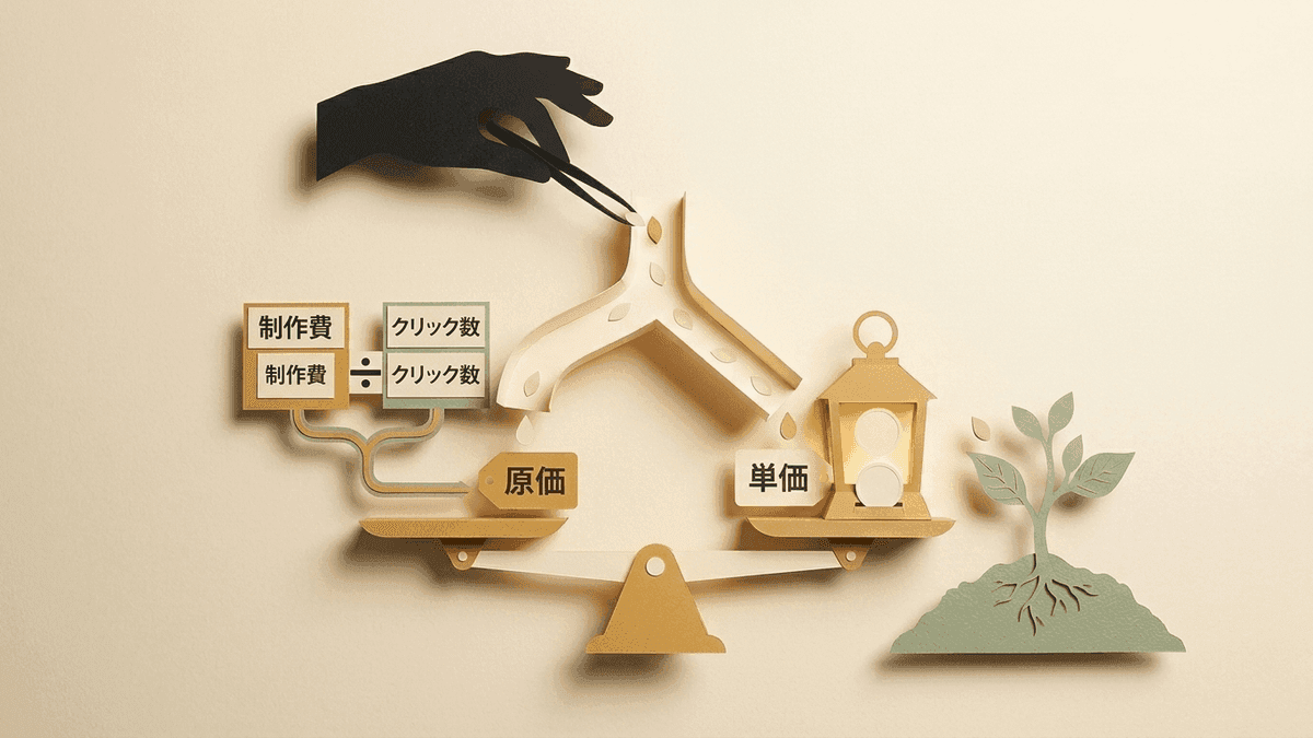 記事の制作費を1クリックあたりの原価に換算して広告のクリック単価と比べる考え方