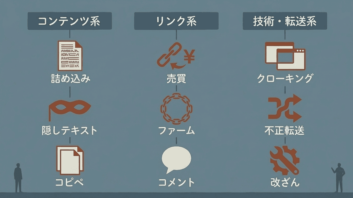 SEOスパムを3系統に分類した図解
