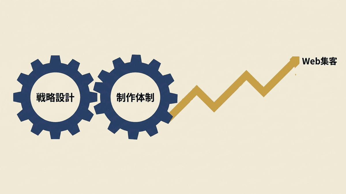 戦略設計と制作体制の両輪でWeb集客が前進する構造図